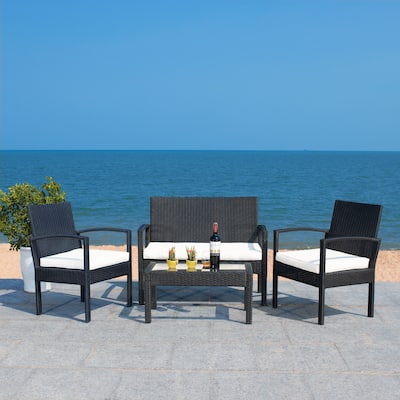 SAFAVIEH Outdoor Bassey 4-Piece Conversation Patio Set. - 39.78" x 24.18" x 32.37"
