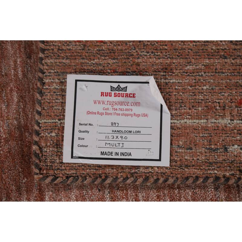 Hand Knotted Oriental 100% Wool Carpet Tribal Animal Pictorial Oranges & Rust Gabbeh Area Rug - 11' 3'' X 9' 0''