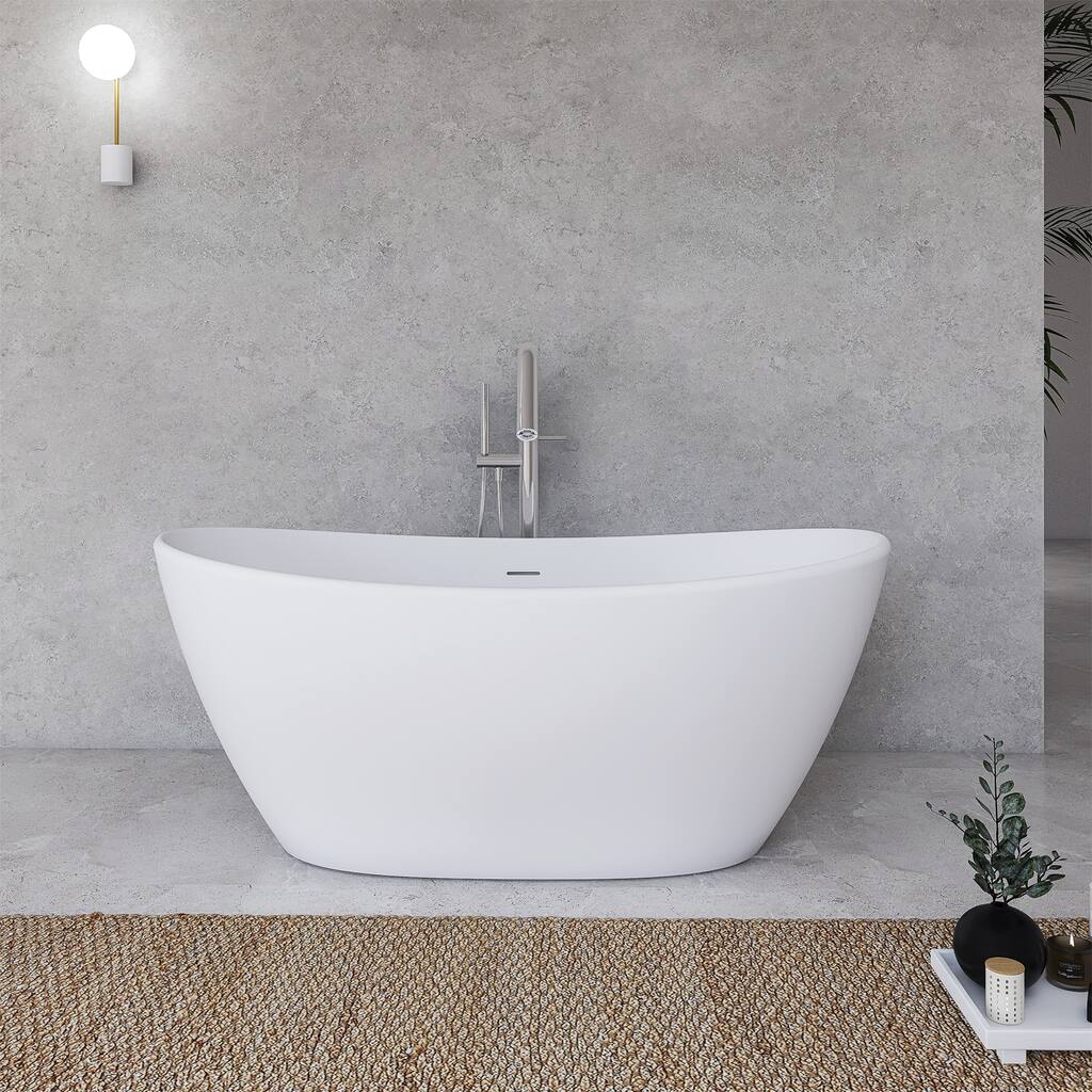61 Inch Small Size Artificial Stone Solid Surface Freestanding Bathroom Bathtub