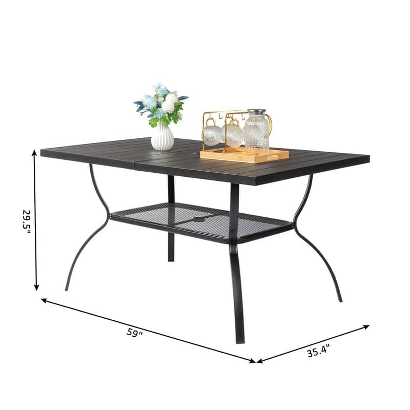 Patio 59 in. Wrought Iron Dining Table