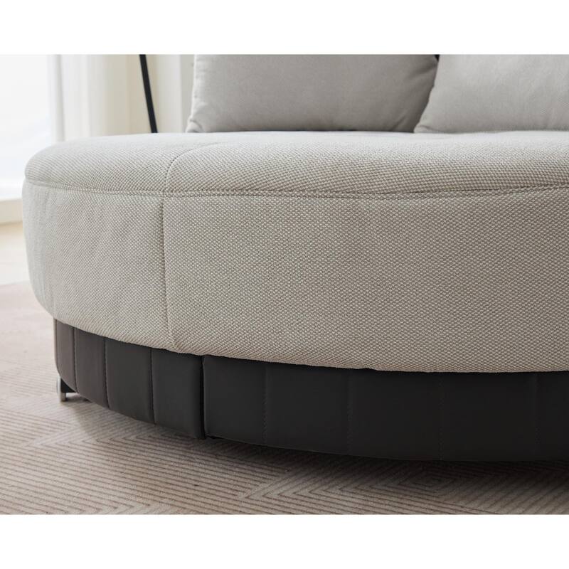 52.75'' Oversized Round Swivel Chair, 360° Swivel, Couples Chair, Gray, Polyester(Anti - Wrinkle)