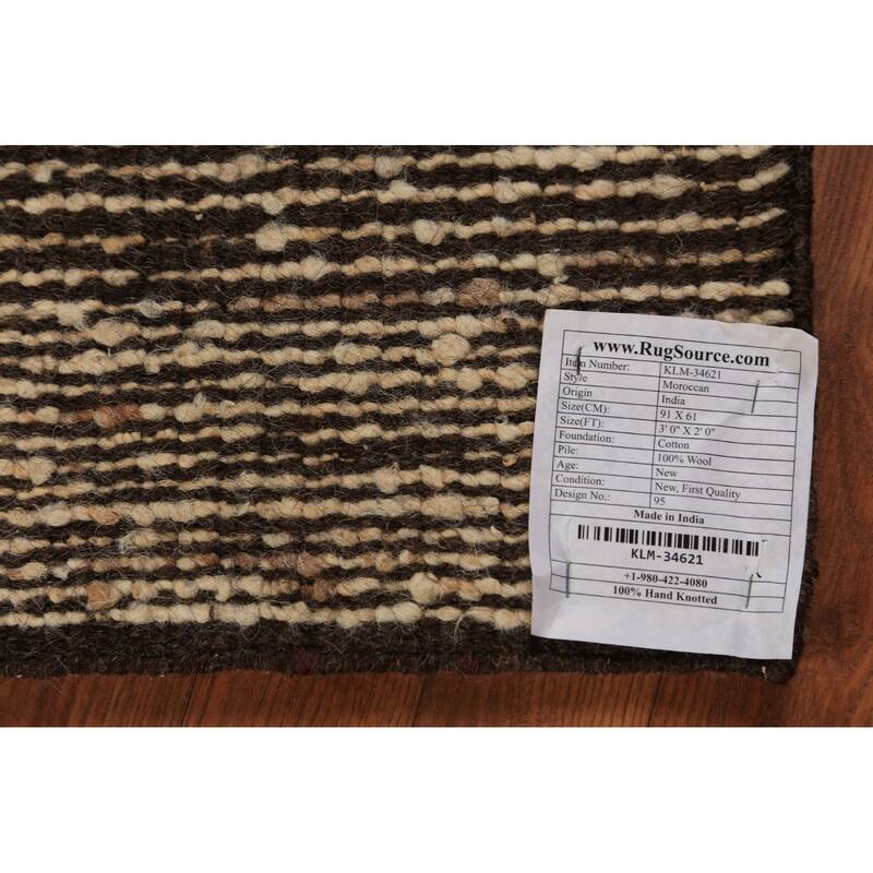 Moroccan Indian Accent Rug Handmade Abstract Foyer Wool Carpet - 2'0"x 3'0"