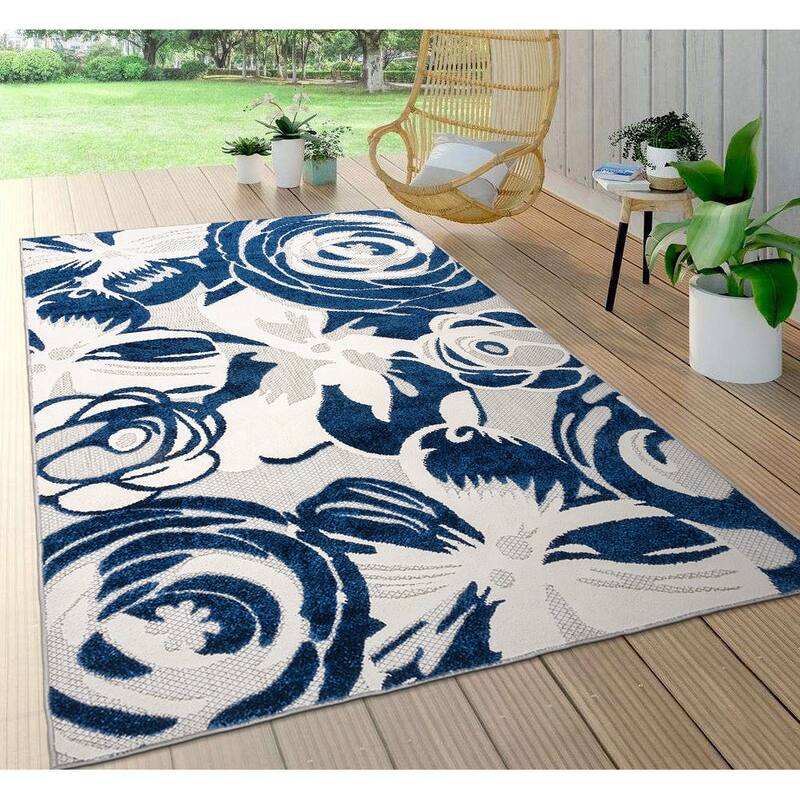 World Rug Gallery Modern Floral Indoor/Outdoor Area Rug