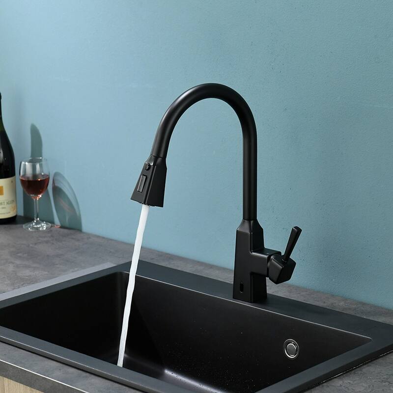 Black Touchless Pull-Down Kitchen Sink Faucet
