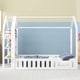 preview thumbnail 4 of 14, Full Floor House Bed Frame with Storage Shelves - White