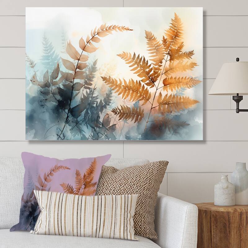 Designart "Brown Fern Reverie Iii" Floral Ferns Wall Art For Living Room