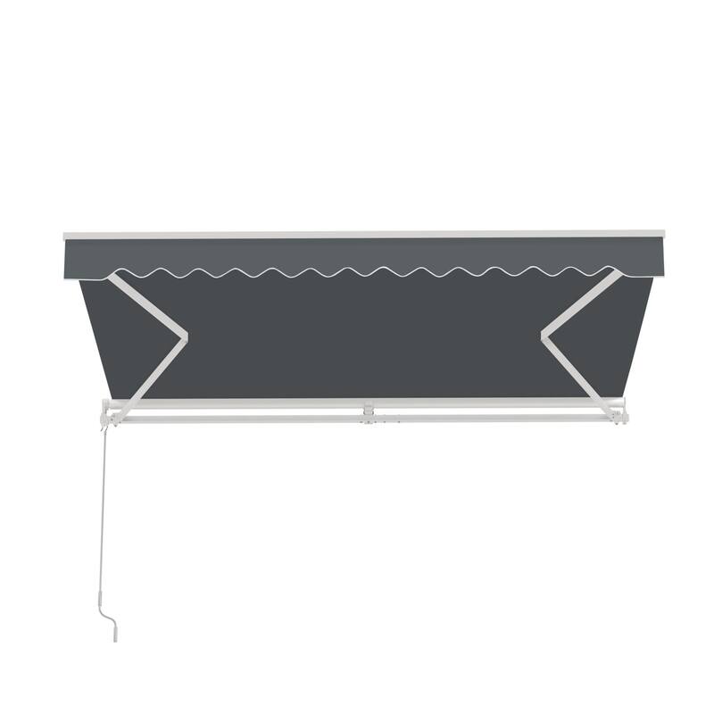 ALEKO Caribbean Motorized Patio Awning - White Frame - Charcoal Gray - 10 x 8 Feet