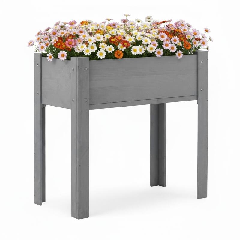 Natural Elevated Planter Box for Outdoor Use with Eco-Friendly Finish