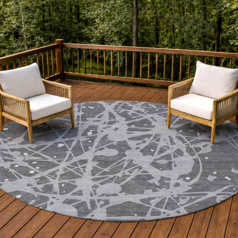 Machine Washable Indoor/ Outdoor Modern Campo Chantille Rug - Gray - 8' x 8'