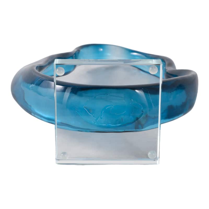 Resin Sculpture Statement with Crystal Base Home Decor - 12" Blue - 9.25" x 2.5" x 11.5"