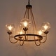 preview thumbnail 6 of 11, Modern 5-Light Black Gold Wagon Wheel Chandelier Glass Pendant Light for Dining Room - 22" D x 21.5" H