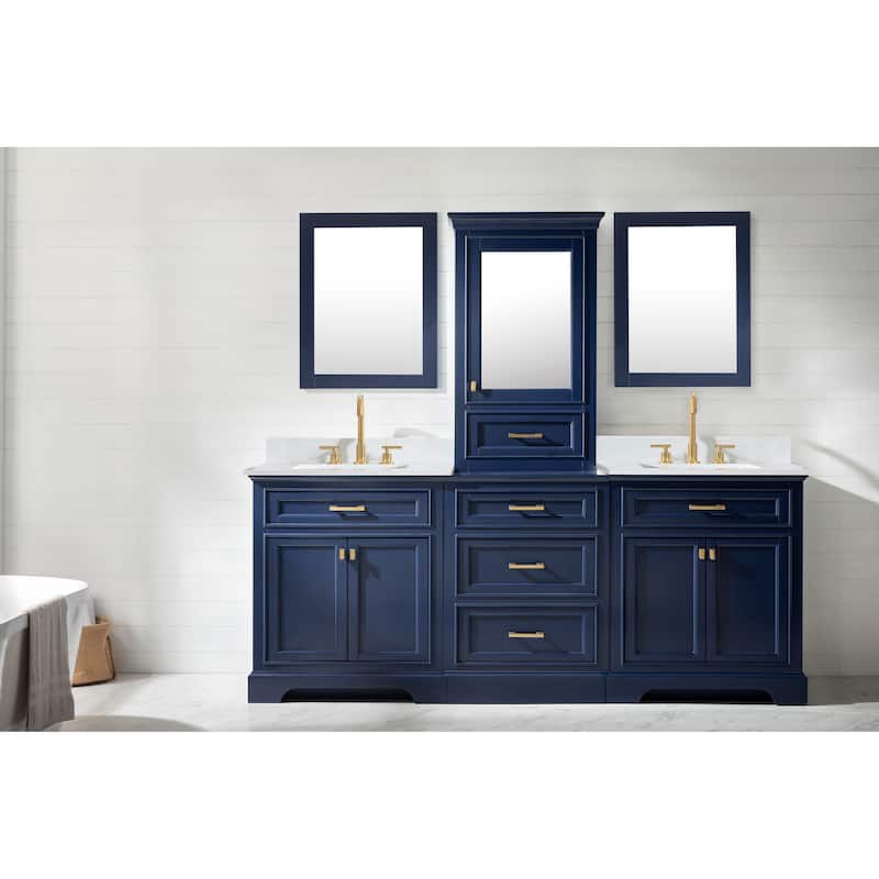 Milano 96" Double Sink Bathroom Vanity Modular Set in Blue