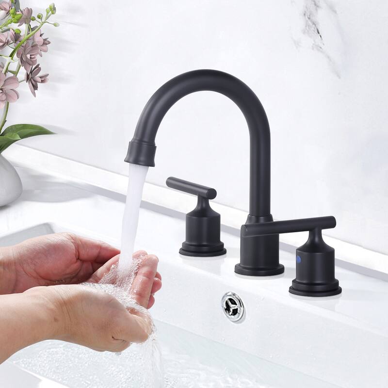 WOWOW 8 in. Widespread Double-Handle Bathroom Faucet with Drain Kit