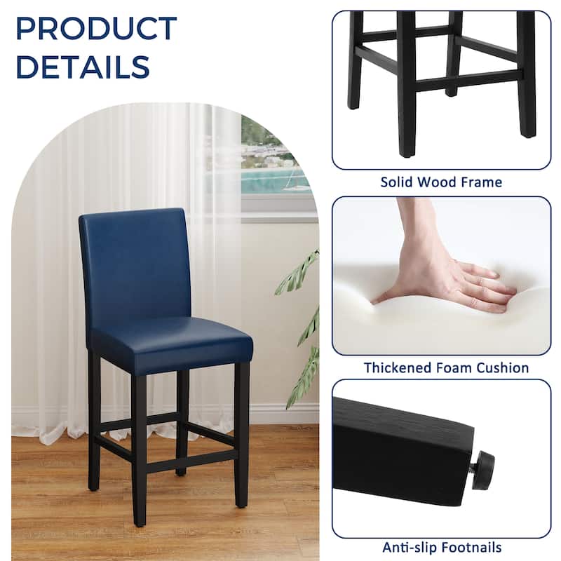 24 Inches Counter Height Bar Stools with Back Set of 2