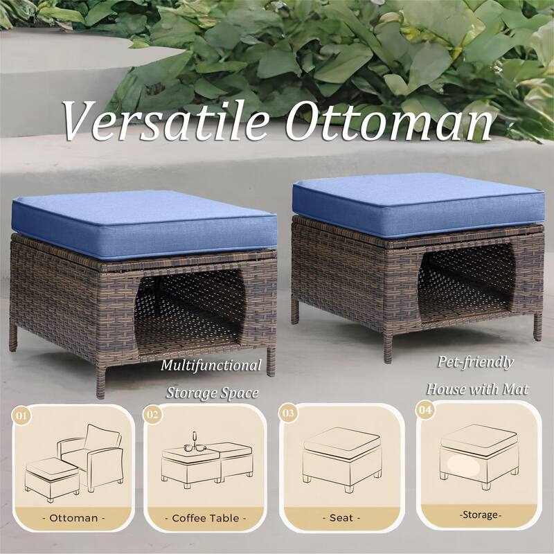 High Back Wicker Outdoor Patio Conversation Sets with Swivel Chairs