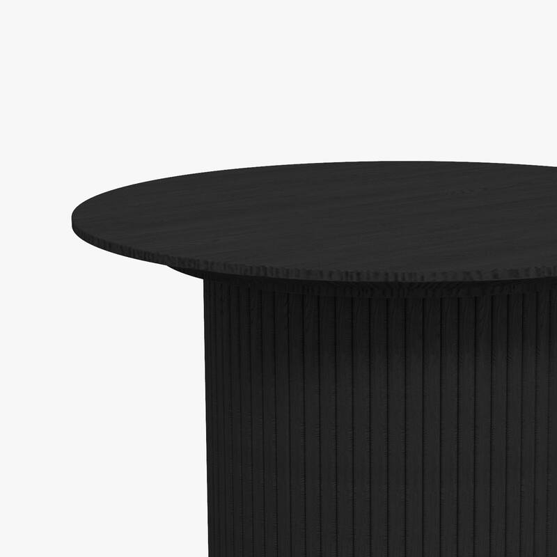 HomeRoots 24" Black Wood Round Pedestal Coffee Table - 23.62 in. x 15.75 in. x 23.62 in.