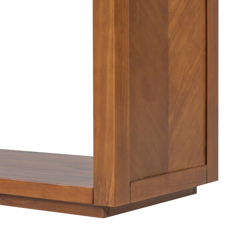 55" Console Table, Rustic Wooden Entryway Table Sofa Table with Storage Drawers and Open Storage Shelf, Hallway Tables Honey