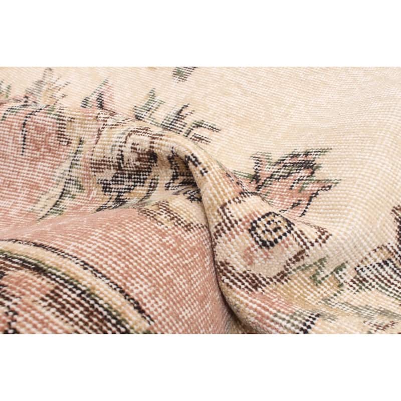 ECARPETGALLERY Hand-knotted Antalya Vintage Beige Wool Rug - 6'4 x 10'0