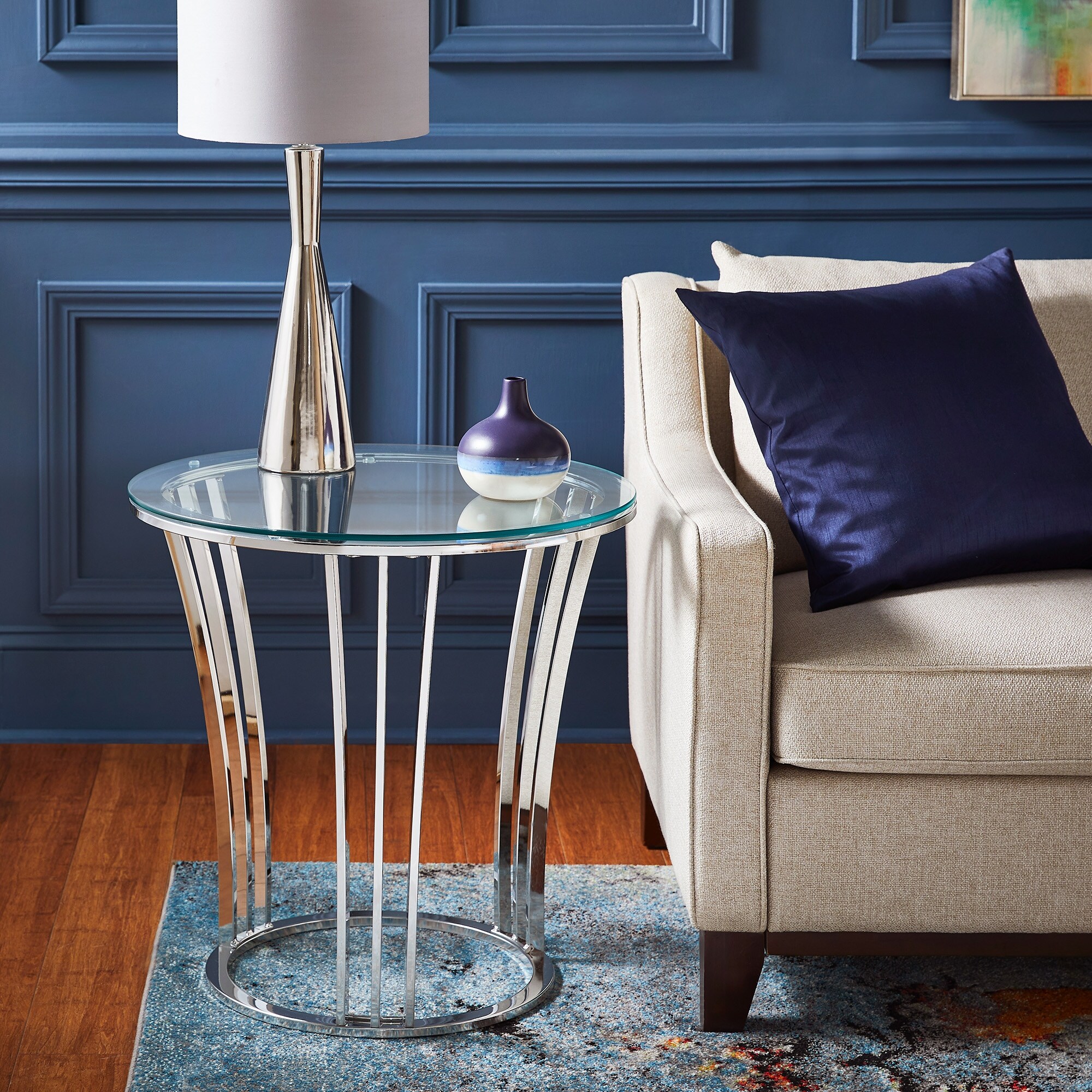 Cottbus Chrome Finish End Table with Glass Top by iNSPIRE Q Bold