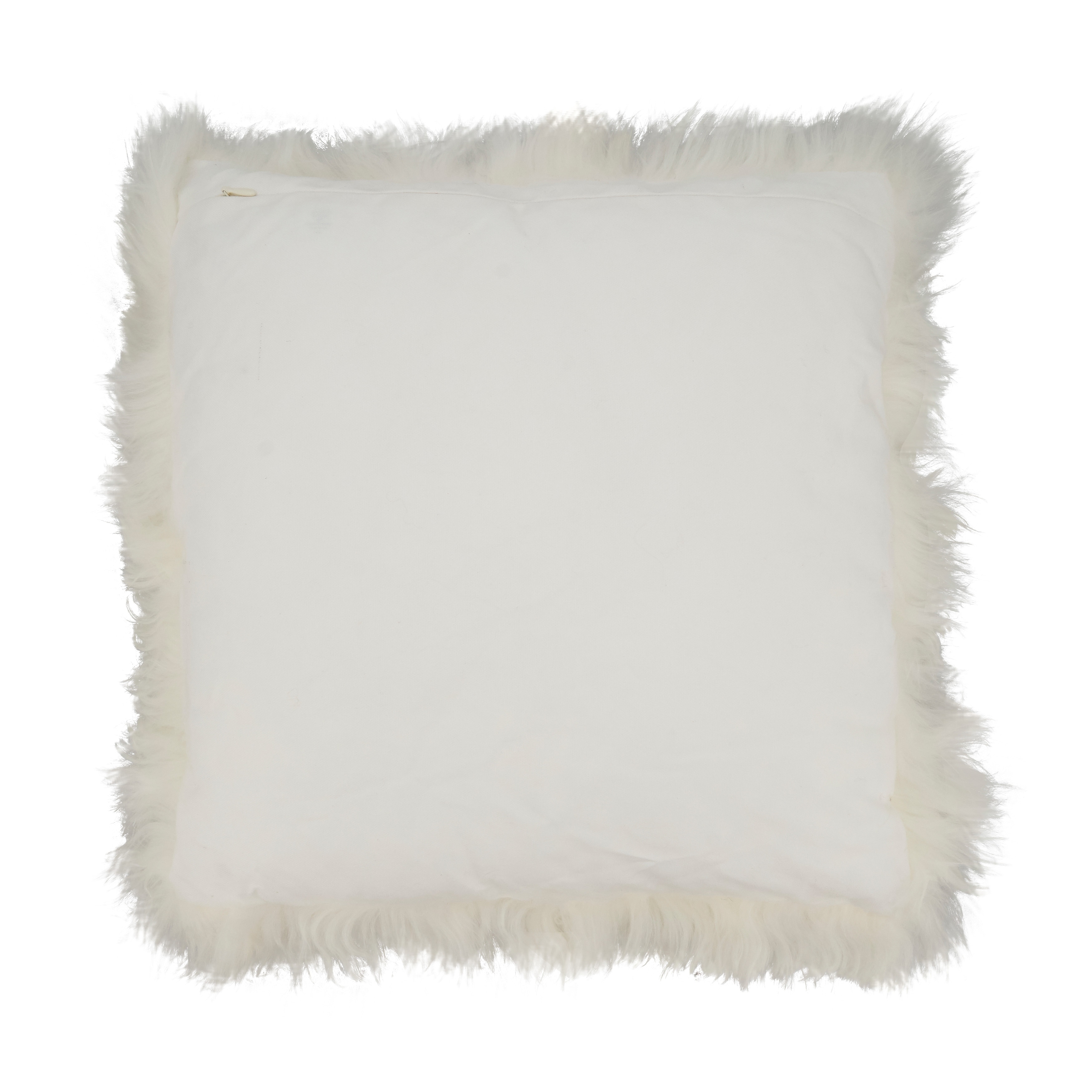 Plush Perfection Llama Fur Poly Filled Throw Pillow with Lamb Fur Border