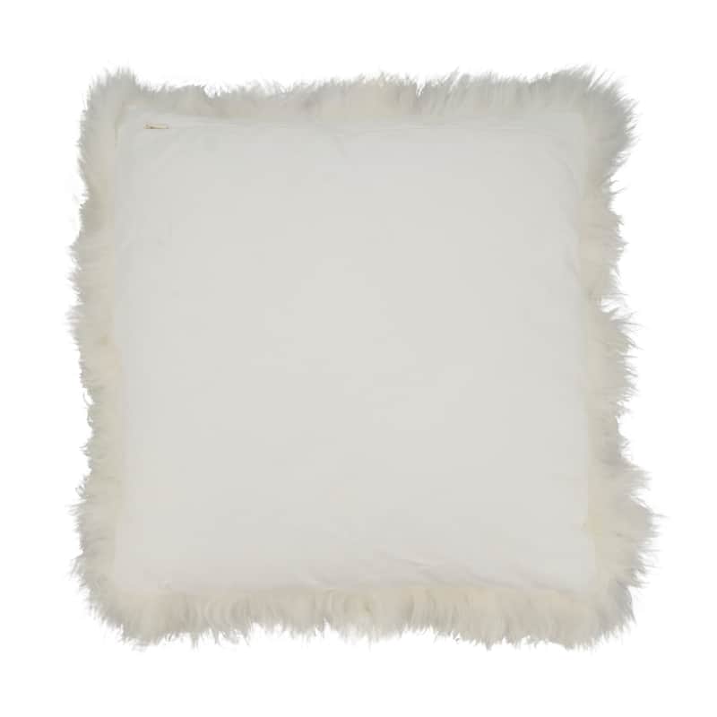 Plush Perfection Llama Fur Poly Filled Throw Pillow with Lamb Fur Border