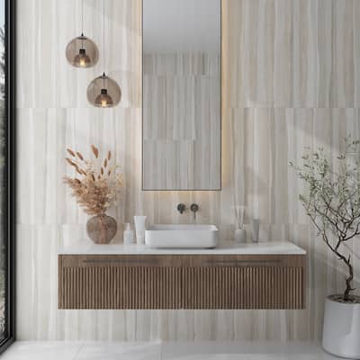 Arenza 12x36 Warm Beige Ceramic Large Format Stone-look Wall Tile (11.63 sq ft/case) - 4 Pack