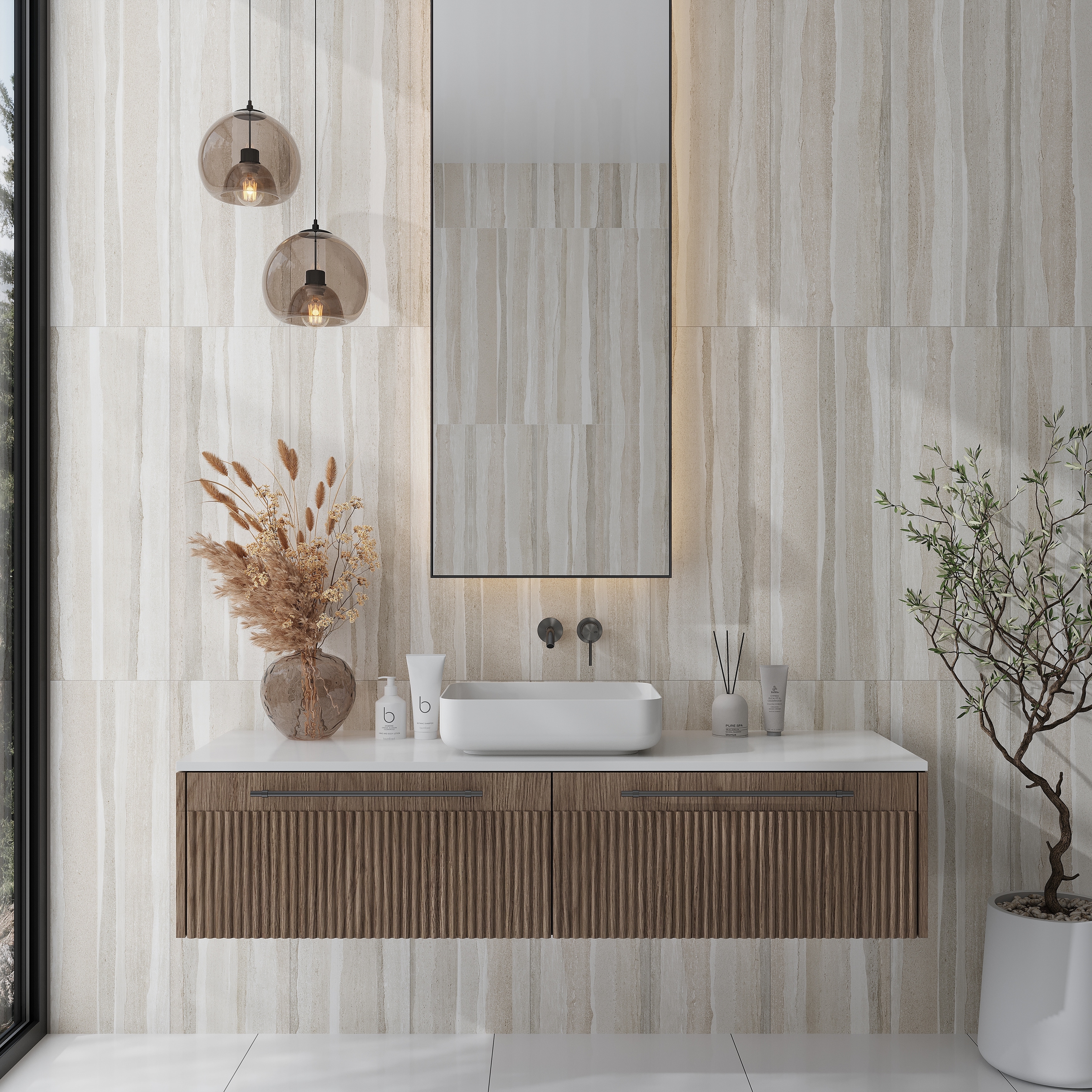 Arenza 12x36 Warm Beige Ceramic Large Format Stone-look Wall Tile (11.63 sq ft/case) - 4 Pack