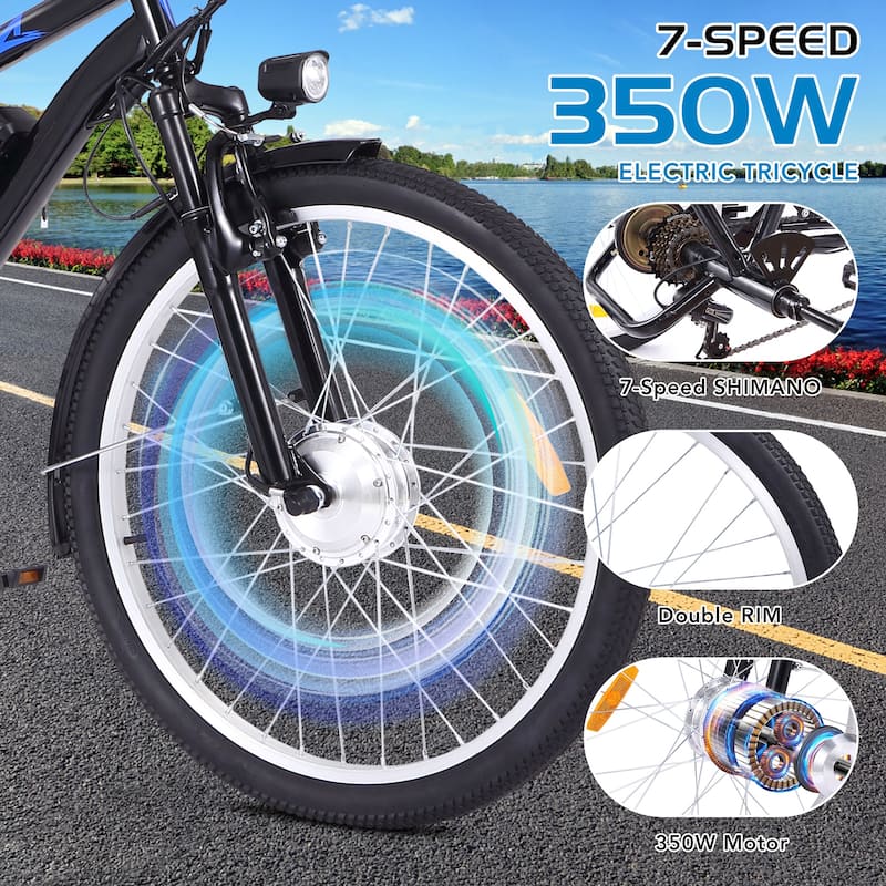 3 Wheel Electric Bicycle for Adults with Basket, Electric Tricycle