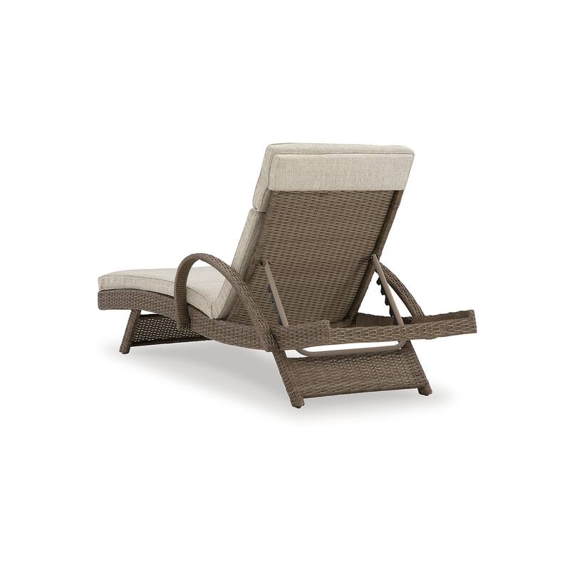 Signature Design by Ashley Beachcroft Beige Outdoor Chaise Lounge with Cushion - 30.13" W x 79.38" D x 39.75" H