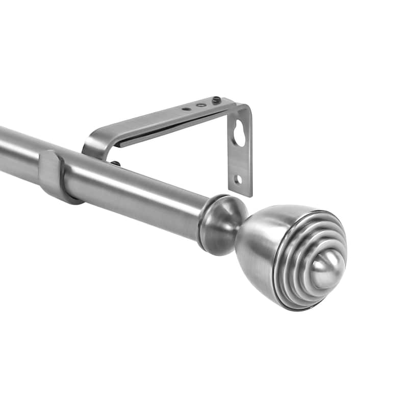 1-inch Diameter Urn Adjustable Single Drapery Curtain Rod - 28"-48" - Brush Steel