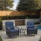 preview thumbnail 2 of 18, 3 Pieces Outdoor Wicker Swivel Rocker Set with Glass Top Side Table