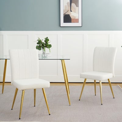 Modern White Teddy Wool Dining Chairs-Set of 4