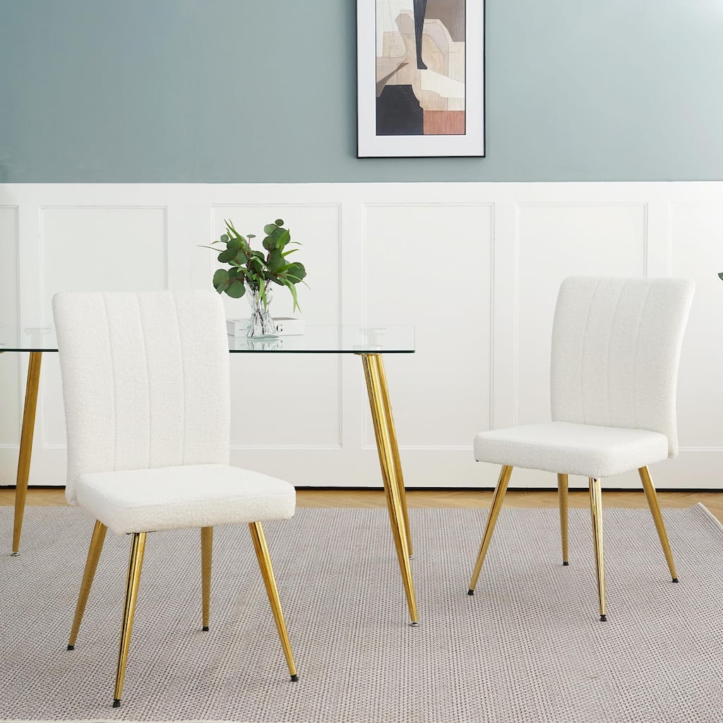 Modern White Teddy Wool Dining Chairs-Set of 4