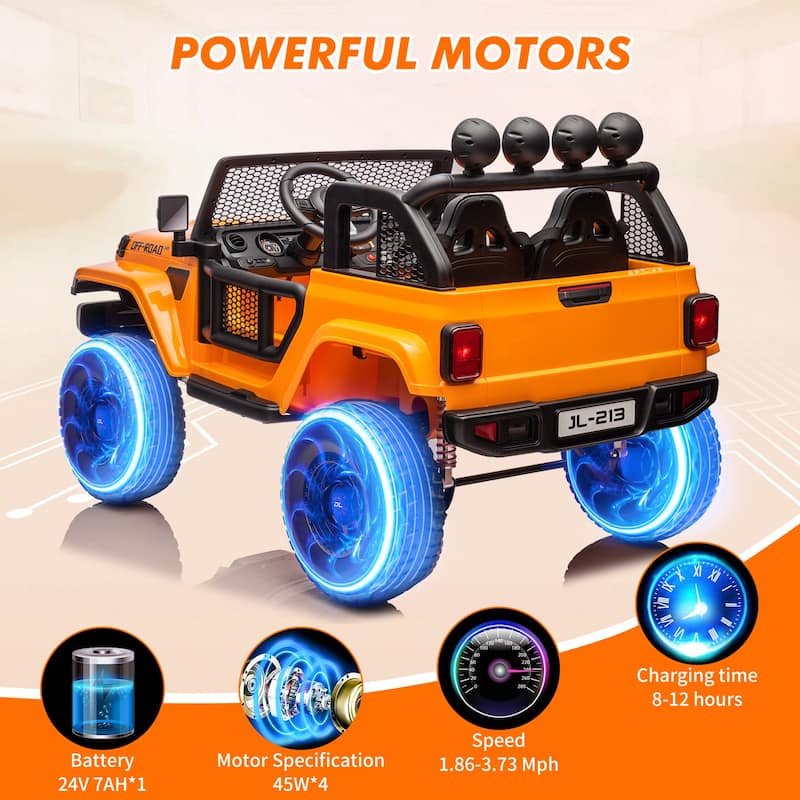 24V 2 Seater Kids Ride On Truck Electric Vehicle for Toddlers Switchable 2WD/4WD