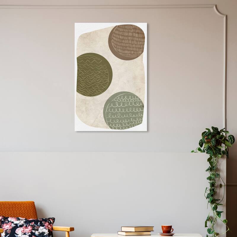 Wynwood Studio Canvas Abstract Ornaments White and Cream White Mid-Century Modern Wall Art Canvas Print - 30 x 20