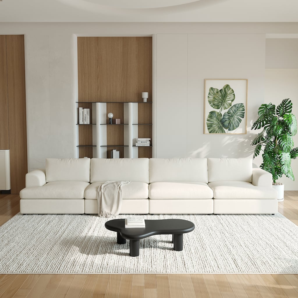 Modular Cloud Couch, Boucle Fabric 4-seater Sofa For Living Room Apartment