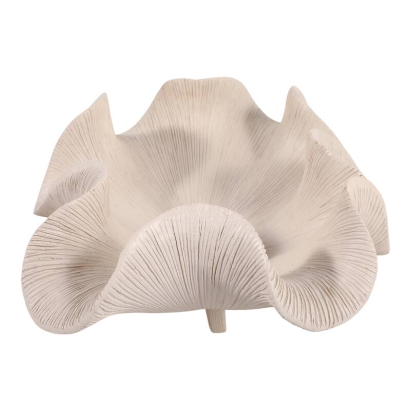 Resin Decorative Bowl Textured Wavy Sculptural Design - 17" White - 16.75" x 11.75" x 6.25"