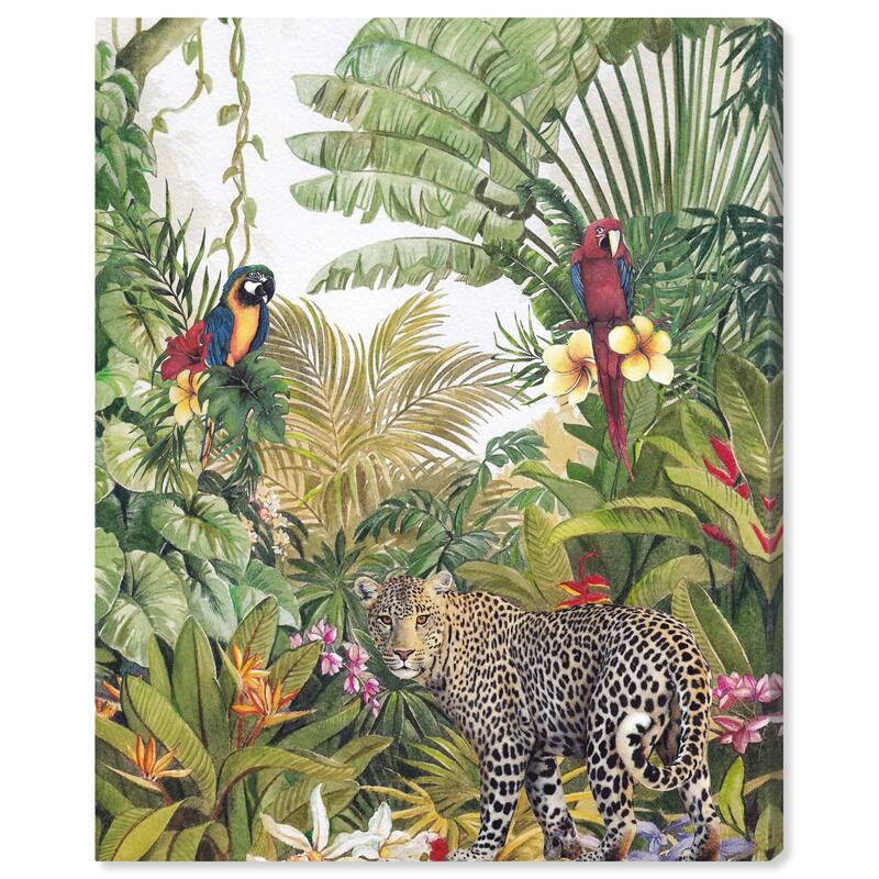 Wynwood Studio Canvas Animals Shades of green (animals 2) Green and Pastel Yellow Tropical Wall Art Canvas Print
