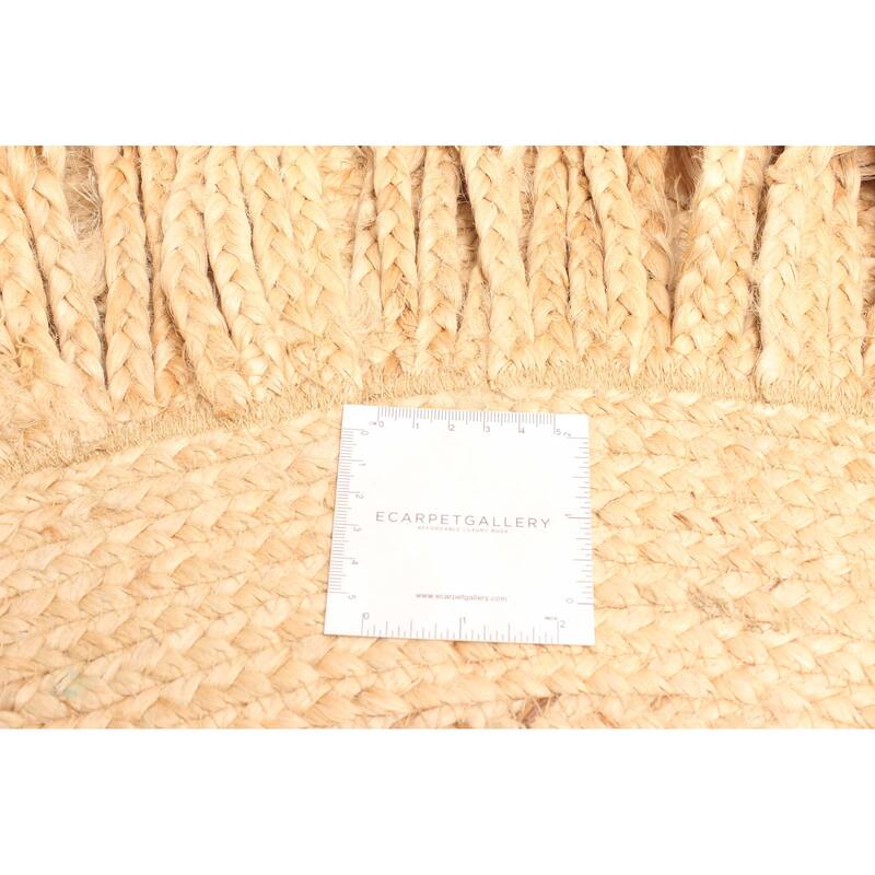 ECARPETGALLERY Braided Weave Palas Denizli Light Brown Jute Rug - 3'1 x 3'1