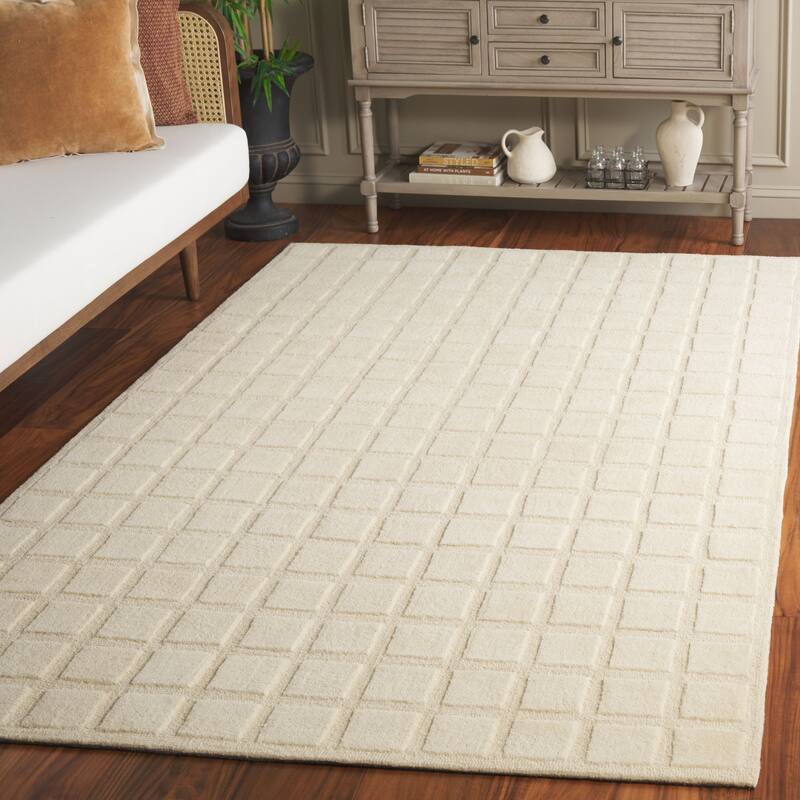 SAFAVIEH Handmade Genre Abstract Trellis Mid-Century Modern Wool Rug - 8' x 10' - Beige
