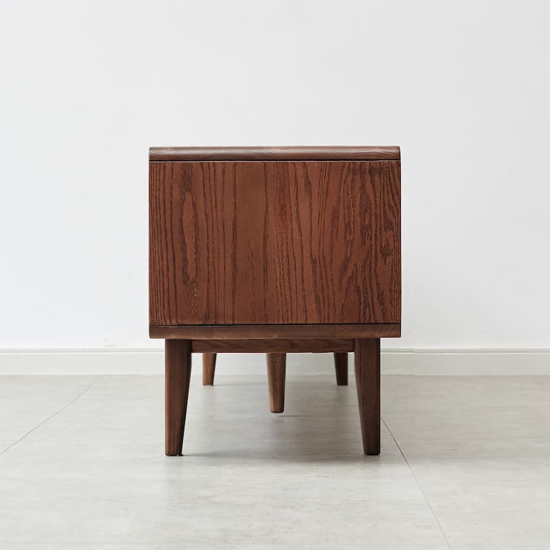 Modern TV Stand with Glass Doors and Drawers