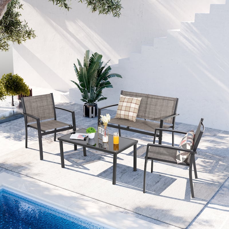 Futzca 4-Piece Outdoor Patio Furniture Set, Textilene Bistro Patio Set