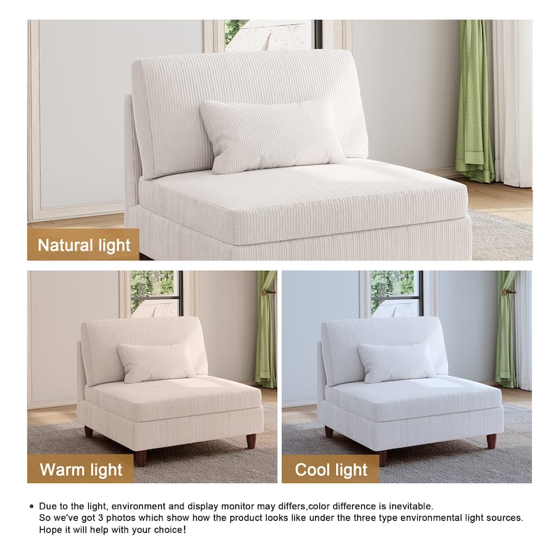 Corduroy Armless Chair Accent Chair Sofa