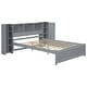 preview thumbnail 13 of 28, Full Size Platform Bed with Storage Headboard, 3 Shelves, 2 Side Lockers, Solid Pine Wood Frame, No Box Spring Required, Grey