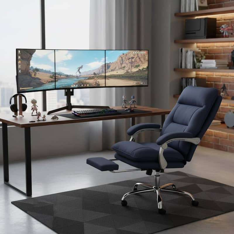 Reclining Executive Office Chair with Footrest