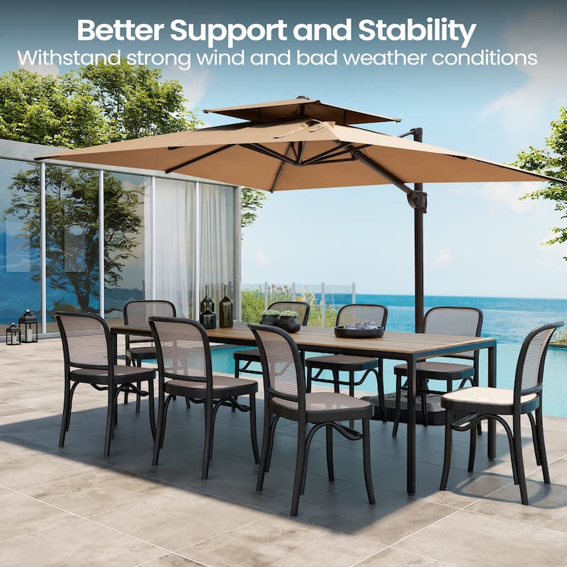 9 FT x 12 FT Outdoor Patio Dual Top Umbrella Cantilever Offset with No Base