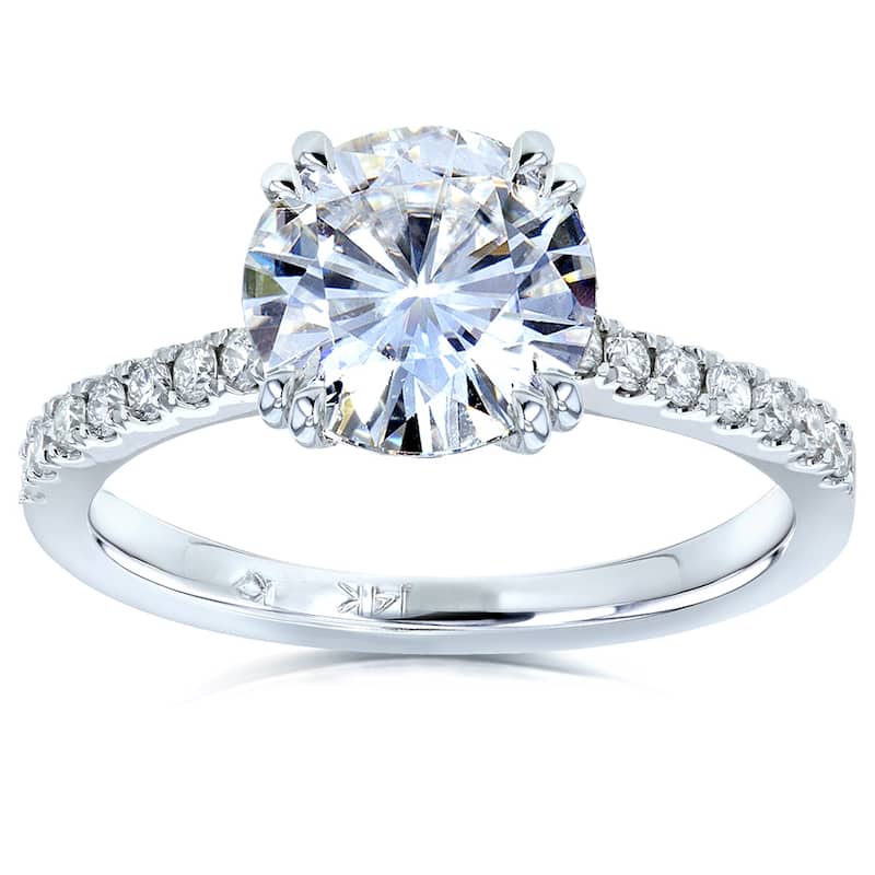 Annello by Kobelli 14k Solid Gold 2 1/10ct TGW Forever One Moissanite and Lab Grown Diamond Tulip Engagement Ring (DEF, VS)