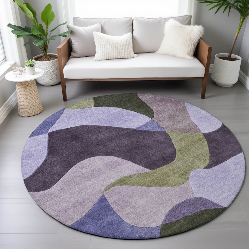 Machine Washable Indoor/Outdoor Modern Century Chantille Rug