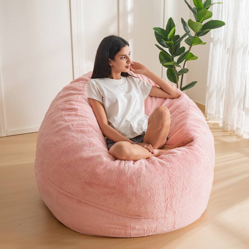 4/5ft Bean Bag Chair,Foam Filled Bean Bag Lounger with Removable Cover
