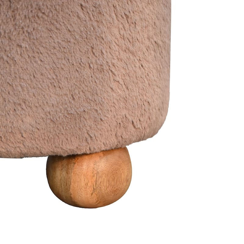 Stylish and Minimalist Faux Fur Round Ball Footstool Easy to assemble